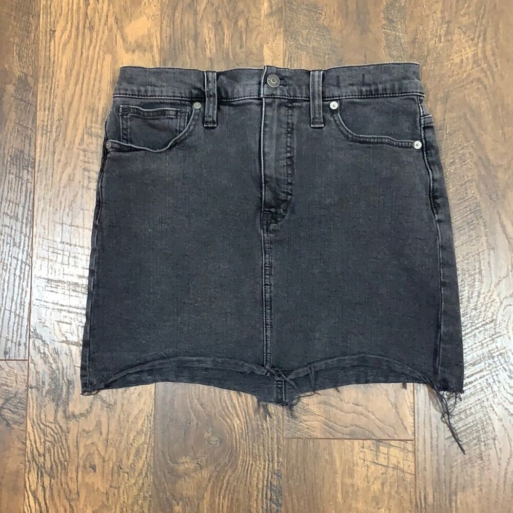 Madewell Stretch Denim Straight Black Skirt